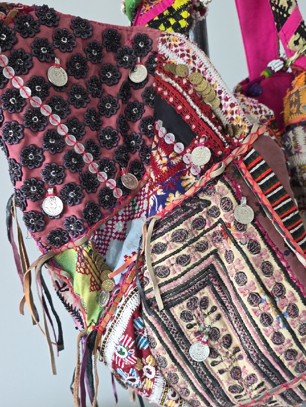 Boho Bold Embroidered Shoulder Tote Bag - Picture 7 of 16